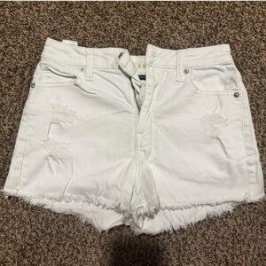 White Distressed Denim Shorts